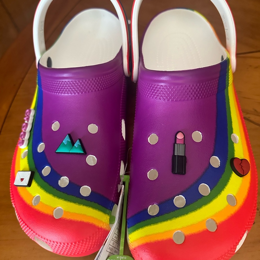 Crocs Unisex Classic Clogs Rainbow Multi Color Size M(12)